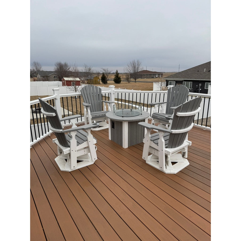 34" Round Fire Pit in White & Driftwood Gray