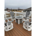 34" Round Fire Pit with 4 Classic Swivel Gliders in White & Driftwood Gray