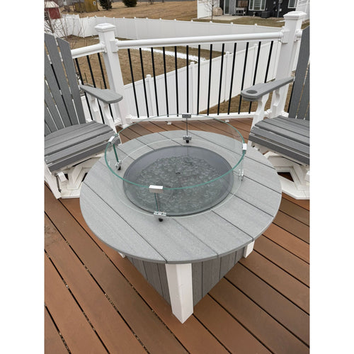 34" Round Fire Pit in White & Driftwood Gray