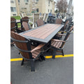 8' Dining Table with 6 Classic Swivel Dining Chairs in Black and Brown