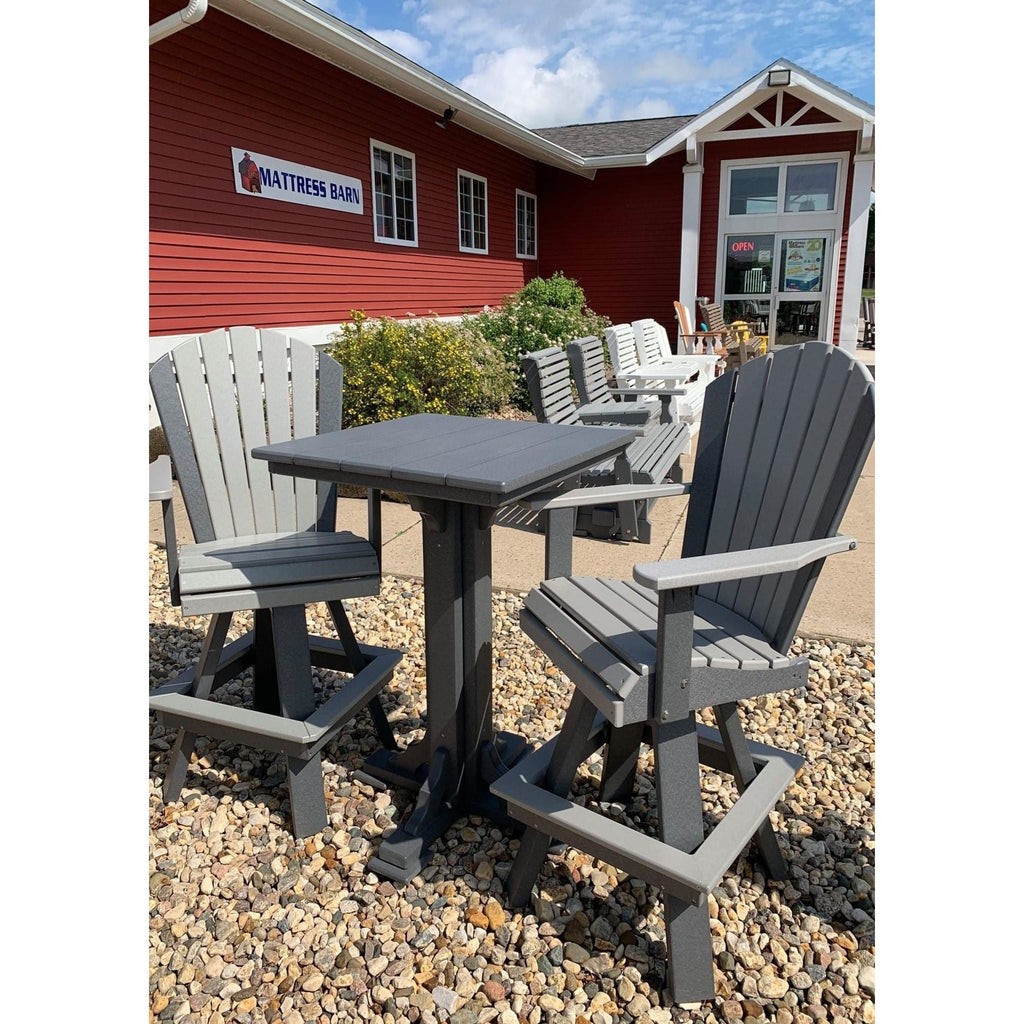 Counter height outdoor table and 2 swivel chairs, 28in square poly bistro set - Salt and Sand Patio Co