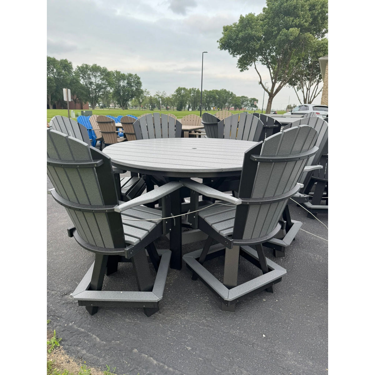 60" Round Dining Table with 6 Swivel Dining Chairs