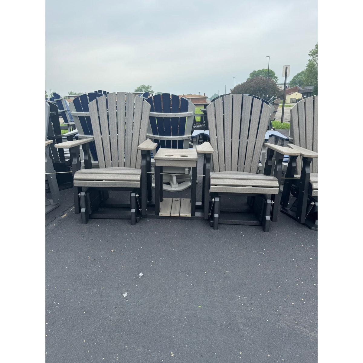 Creekside Classic Settee Glider in Black and Coastal Gray