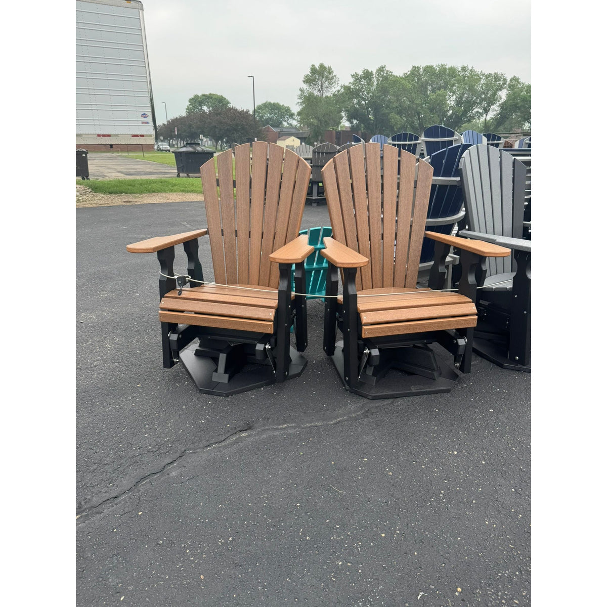 Classic Swivel Glider (C100) in Black and Mahogany (Wood Grain)