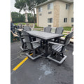 7' Counter Table with 6 Classic Swivel Counter Chairs in Black and Dark Gray