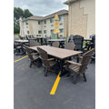 8' Dining Table with 6 Classic Swivel Dining Chairs in Black and Brazilian Walnut