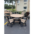 48" Round Dining Table with 4 Swivel Dining Chairs in Black/Weatherwood