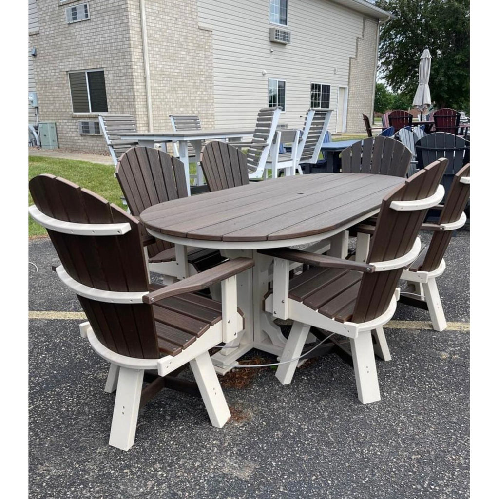 7' Oval Dining Table with 6 Swivel Dining Chairs