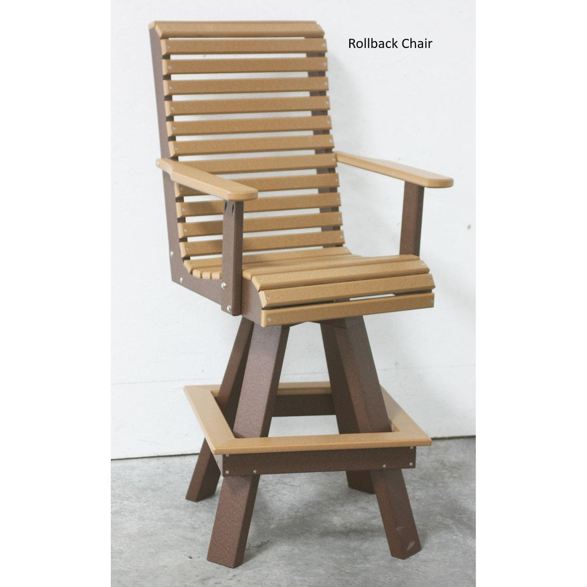 Outdoor high top table and chairs, 7ft poly rectangle set with 6 swivel chairs - Salt and Sand Patio Co